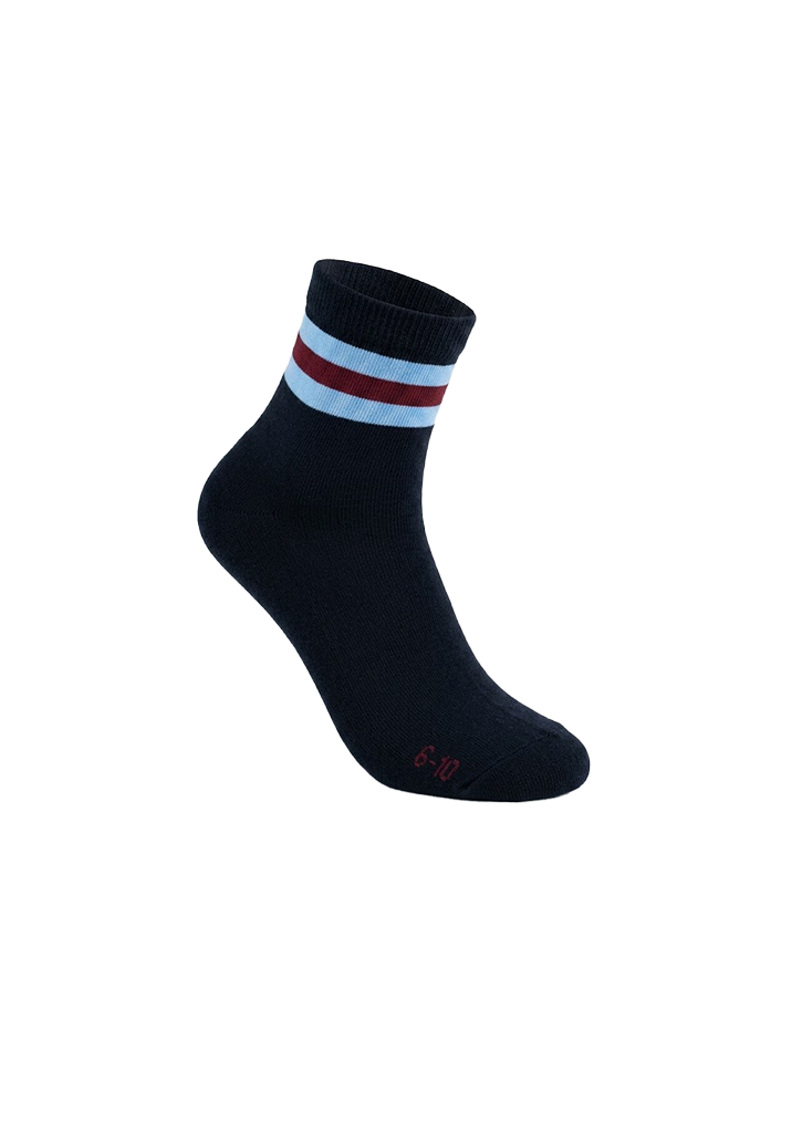 Chanel College Quarter Socks [2 Pack] Navy/LBL/Maroon